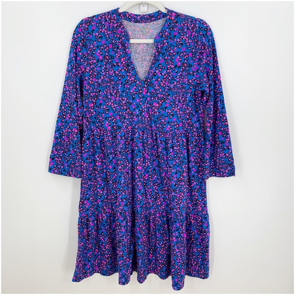 Lilly Pulitzer Alaina Tiered Dress in Blue Flare Growl & Prowl Sz S - Picture 2 of 12